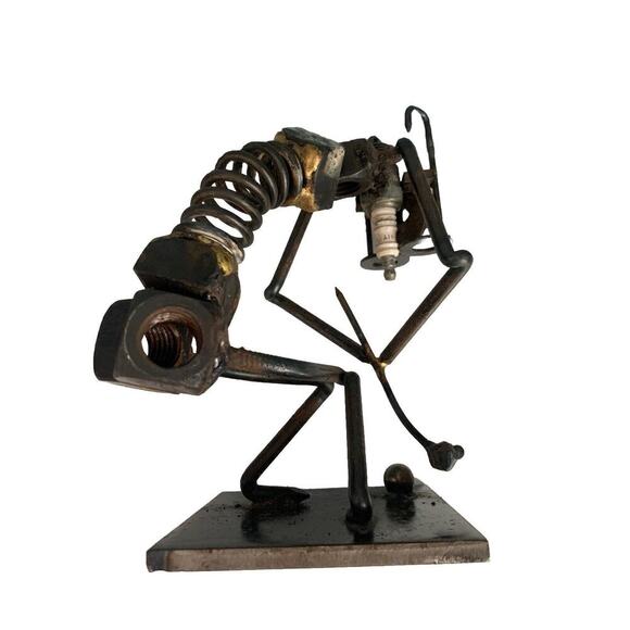 Welded Golf Art Sculpture Putt Putt Signed Christmas Gift Man Cave Scrap Metal - Picture 2 of 13